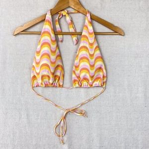 Aurelle Bikini TOP Kelley Triangle Size XL Retro Groovy Pink Orange